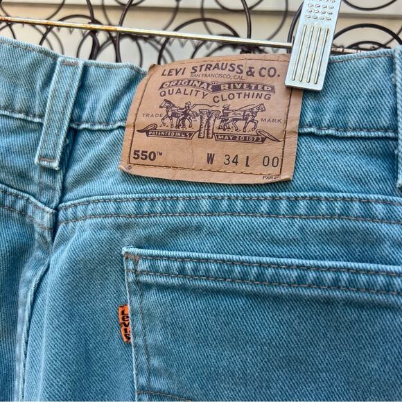 Vintage Levi’s 550 gray green orange tab jean shorts Size 34 - Picture 3 of 7